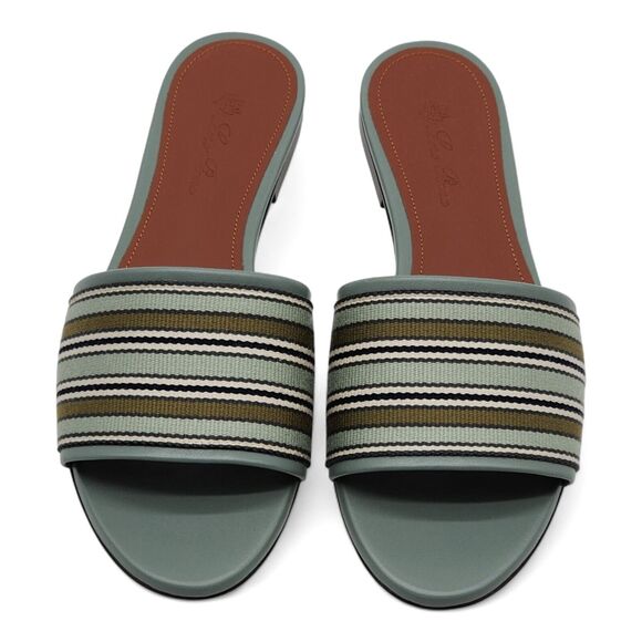 Loro Piana The Suitcase Stripe Sandals in Blue 36.5 6 US $750 - Picture 4 of 7